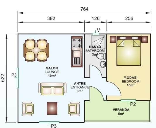 40 m2 prefabrik ev