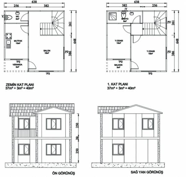 80m2 Dubleks Prefabrik Ev
