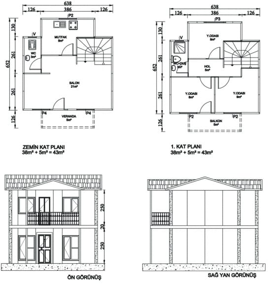 86m2 Dubleks Prefabrik Ev