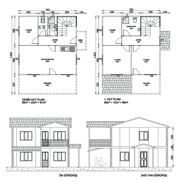 149m2 Dubleks Prefabrik Ev