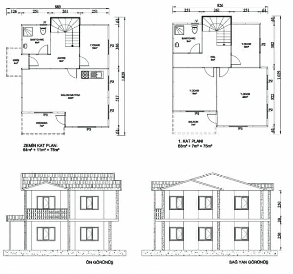 150m2 Dubleks Prefabrik Ev