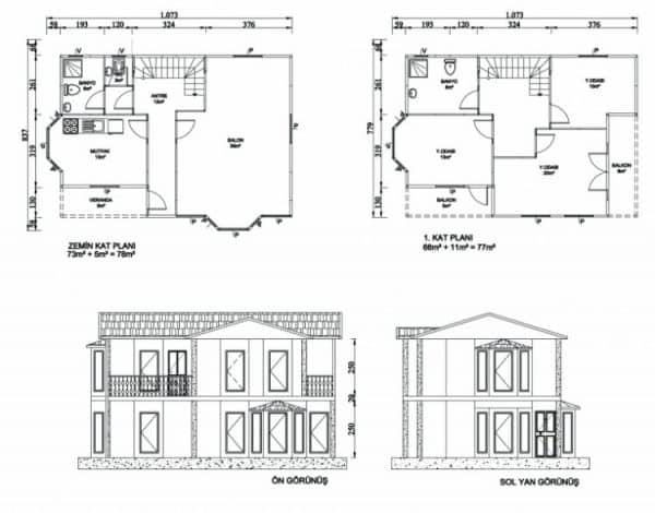 155m2 Dubleks Prefabrik Ev