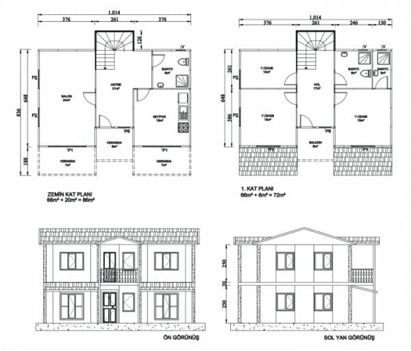 158m2 Dubleks Prefabrik Ev