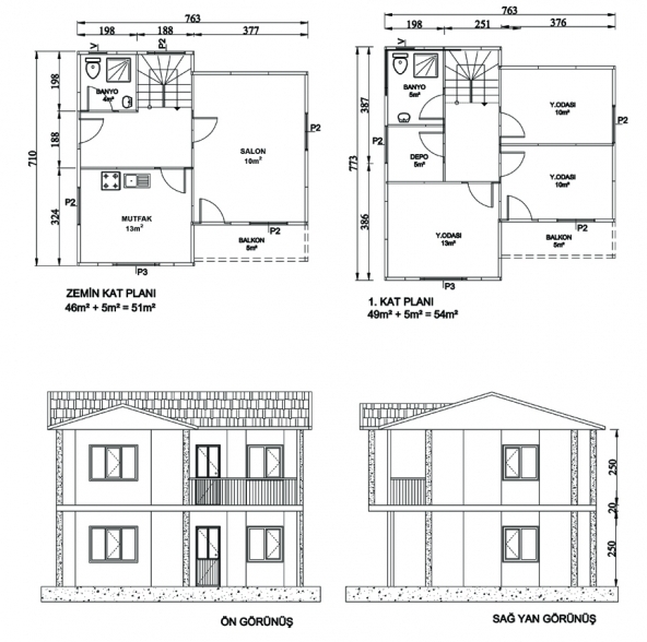 Zemin Betonlu 105 m² Dubleks Prefabrik Bina | Hakediş Sistemi – Kon Prefabrik